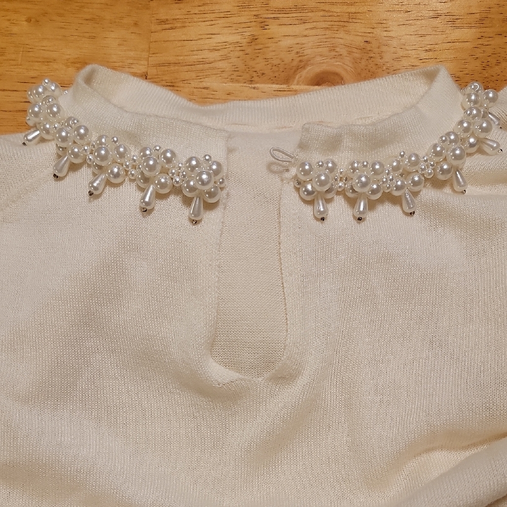 Zara Cream Top with Pearl Details